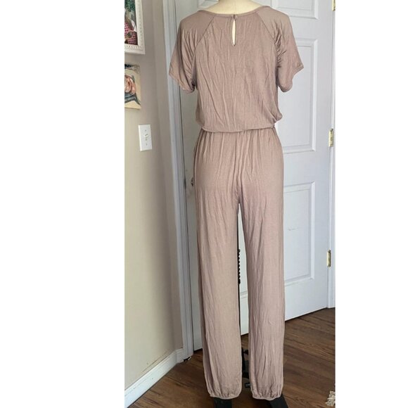 VENUS Nude beige Y2K Drawstring belted Waist tapered JUMPSUIT Romper *X-SMALL* - Picture 4 of 6